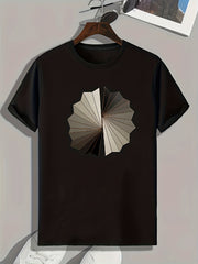 Geometric Pattern Men's Sports T-shirt, Comfortable Outdoor Fitness Apparel