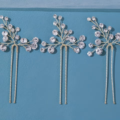 Bridal Hair Accessories 3pcs Handcrafted Rhinestone Hairpins