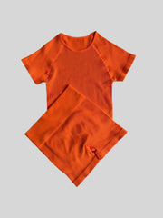 Ribbed Yoga Suits Crop Sports Top & High Waist Running Shorts