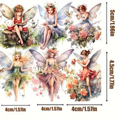 Retro Flower Fairy Elf Sticker Set for Scrapbooking