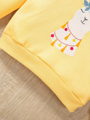 Boho Floral Rabbit Graphic Sweatshirt for Little Girls