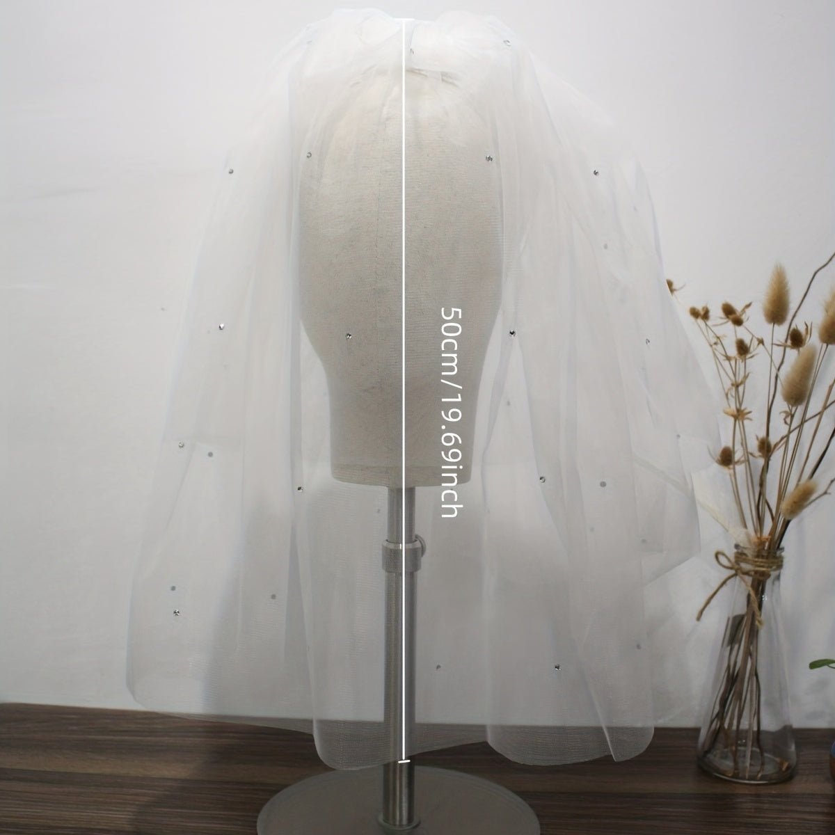 Short Bridal Head Veil Rhinestone Layer Wedding Hair Accessories