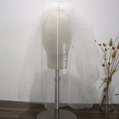 Short Bridal Head Veil Rhinestone Layer Wedding Hair Accessories