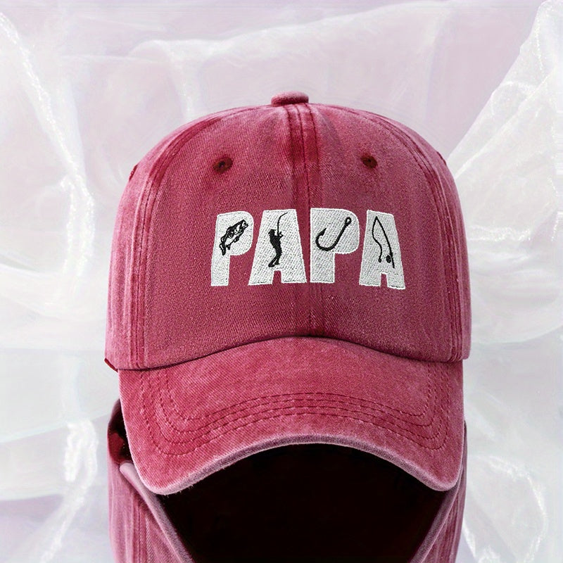 Fishing PAPA Embroidery Baseball Cap Hip Hop Unisex Washed Distressed Dad Hat