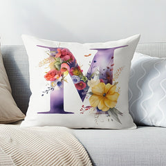 Floral M Letter Pillow Cover for Various Occasions