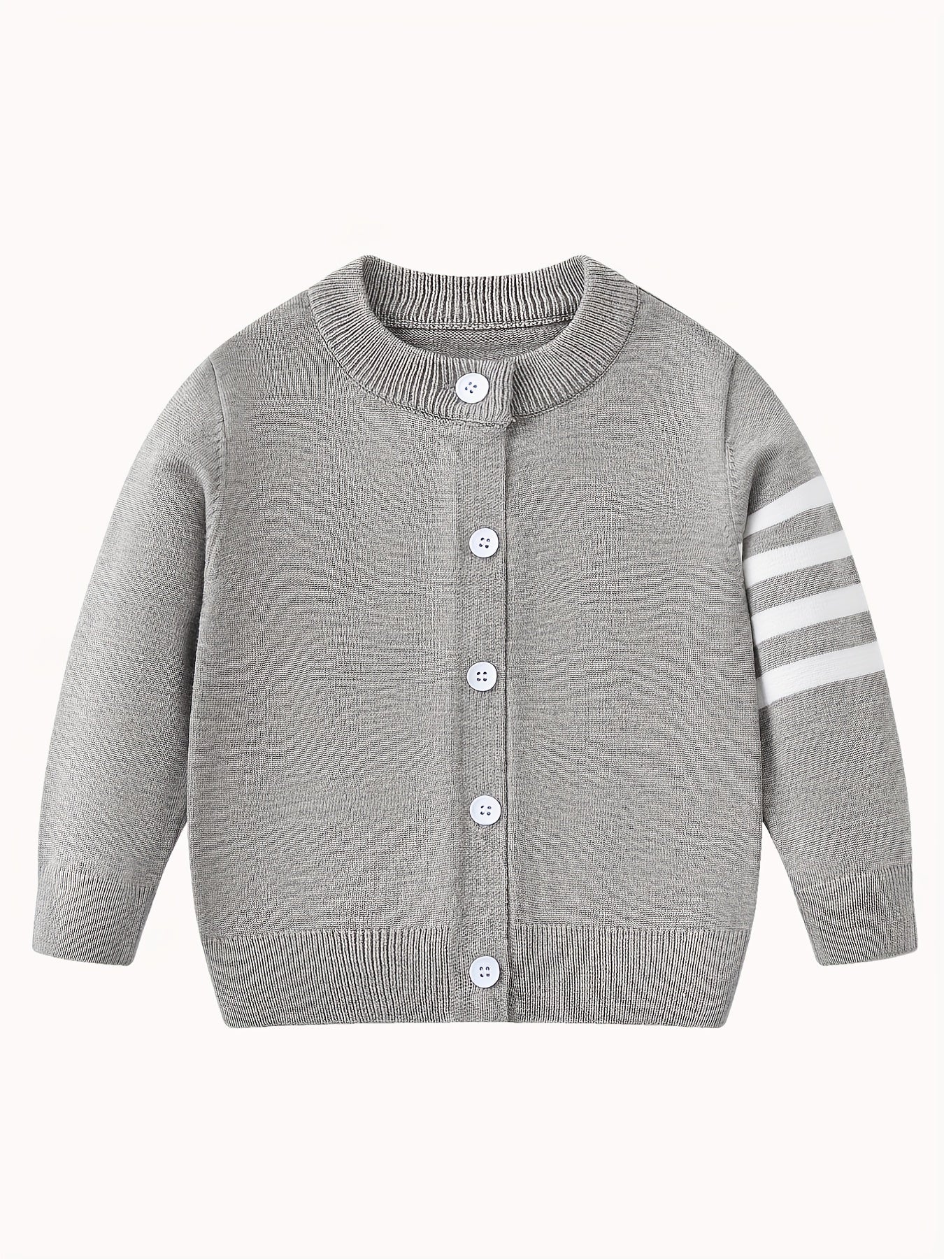 Toddler Boys Striped Knit Cardigan Thermal Sweater