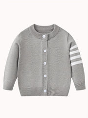 Toddler Boys Striped Knit Cardigan Thermal Sweater