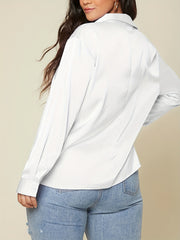 Women's Satin Button-Up Collar Shirt
