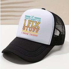 I FIX STUFF Printed Baseball Cap Unisex Casual Breathable Mesh Trucker Hat