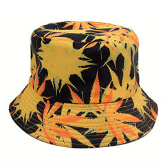 Maple Leaf Print Fisherman Hat Sunshade Sunscreen Basin Hat