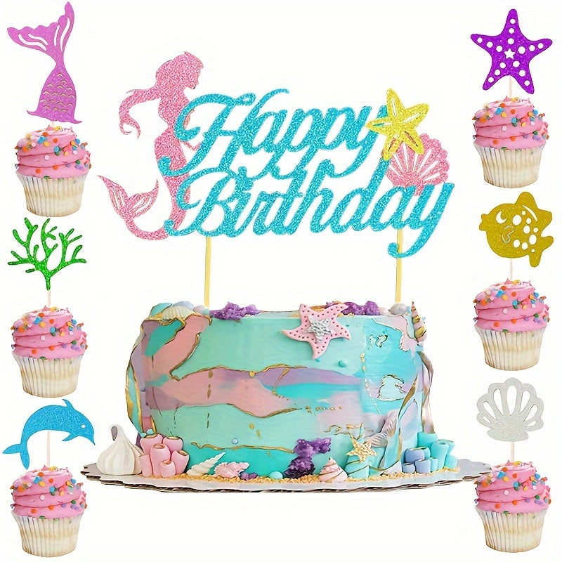 7pcs Mermaid Princess Party Decoration Cake Insert Set