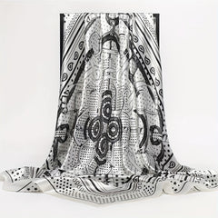Geometric Paisley Print Bandana Square Scarf Silk Shawl