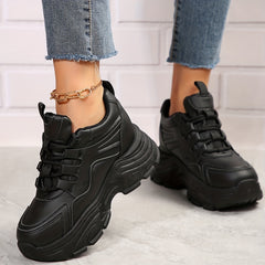 Women's Platform Chunky Sneakers Lace Up Height Increasing Shoes