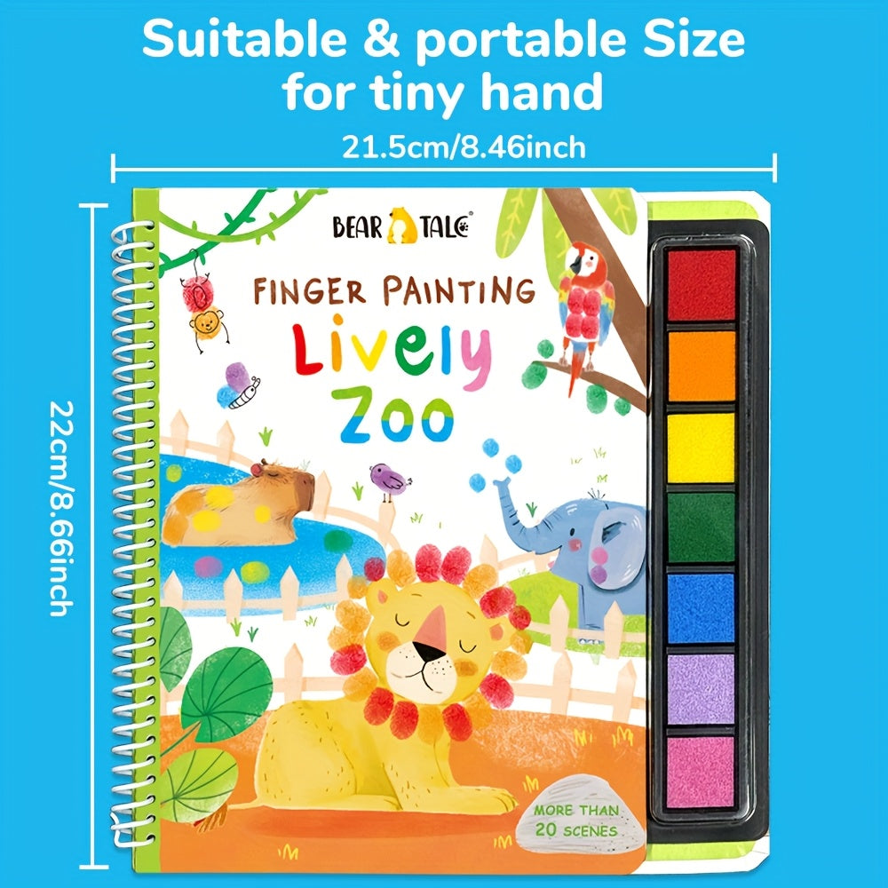 Lively Zoo Finger Painting Book 30 Scenes Washable Non Toxic Quiet Book