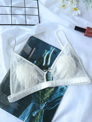 Contrast Lace Wireless Bra Cut Out Bra Women's Lingerie