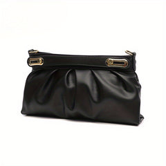 Soft Cowhide Leather Clutch Bag with Golden Tone Hardware in Light Brown