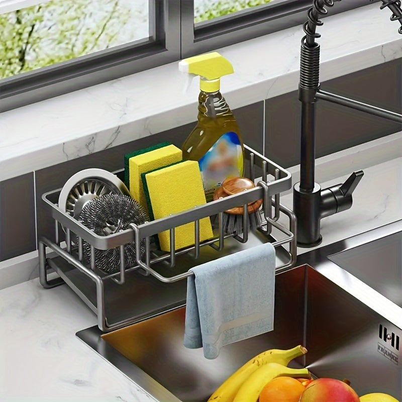 Stainless Steel Sink Rack Sponge Dish Soap Dish Cloth Brush Holder