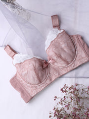 Floral Jacquard Lace Trim Push Up Bra Plus Size Women Sexy Bra