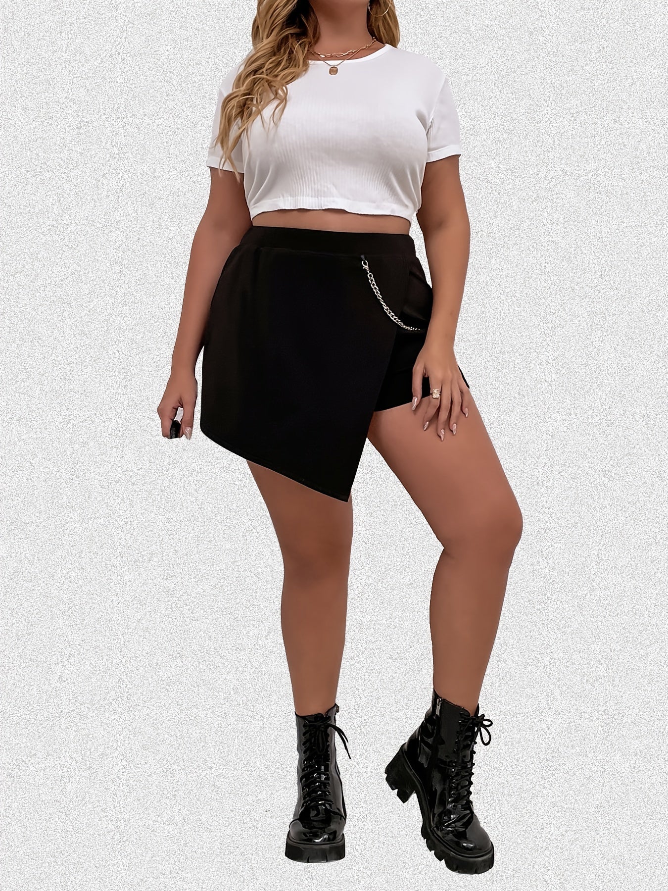 Y2K Skort Women's Plus Metal Chain Decor Skort