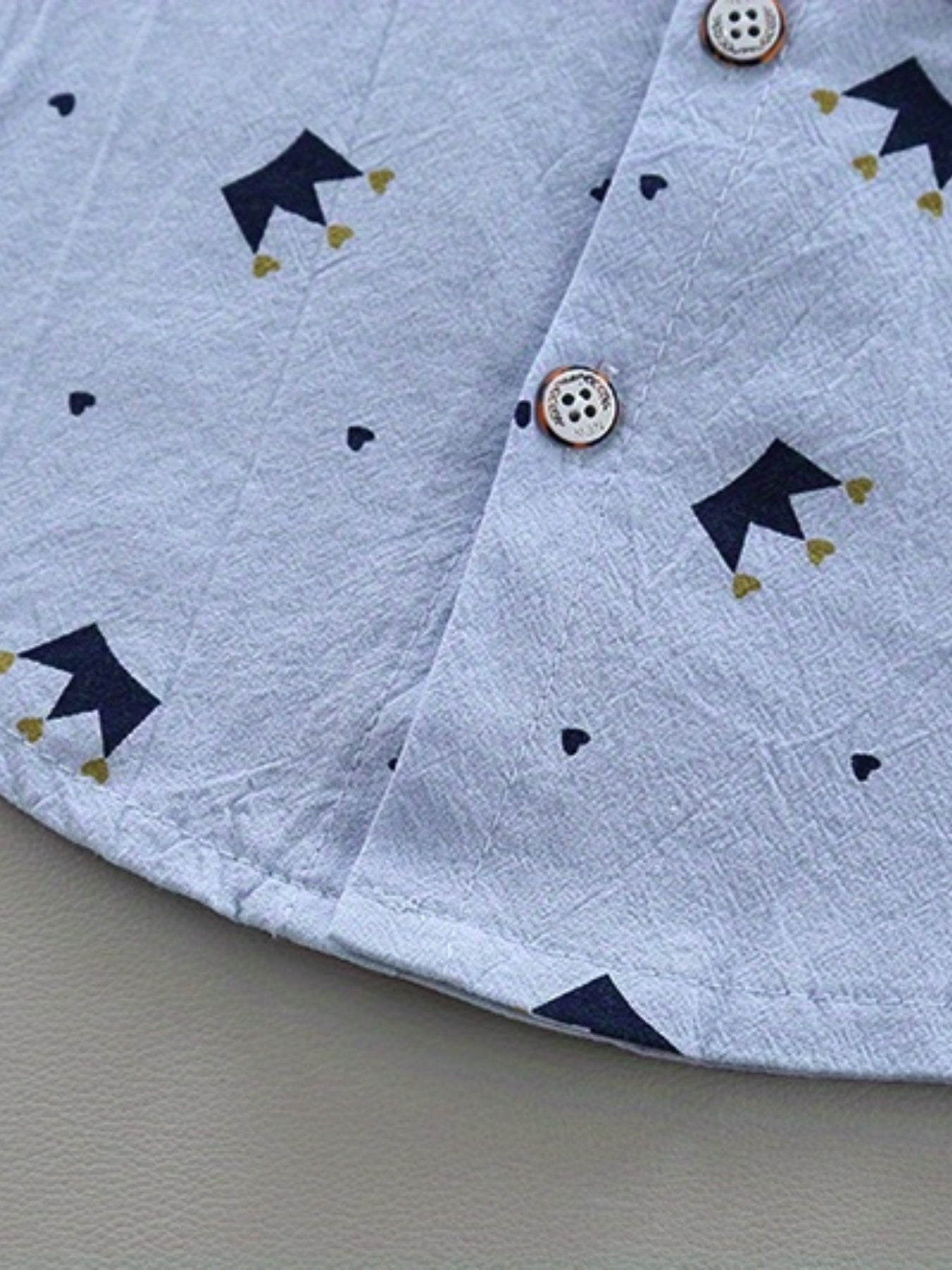 Boys Gentleman Crown Print Shirt&Shorts Set, Summer Kids Clothing