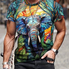 Men's Elephant Graphic T shirt Active Stretch Breathable 3D Print Tee