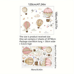 2pcs Hot Air Balloon Cloud Wall Decals Self Adhesive Wall Stickers