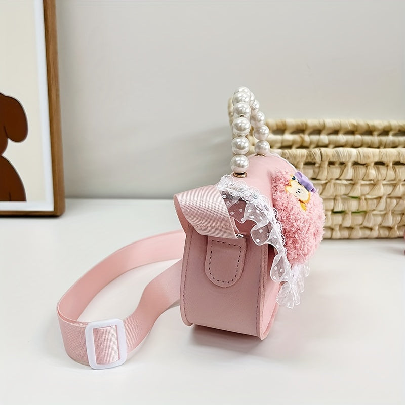 Kids Cartoon Messenger Bag Girls Faux Pearl Shoulder Handbag
