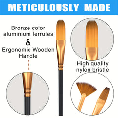 15 Pack Paint Brushes for Acrylic Canvas Watercolor - Art Supplies Set