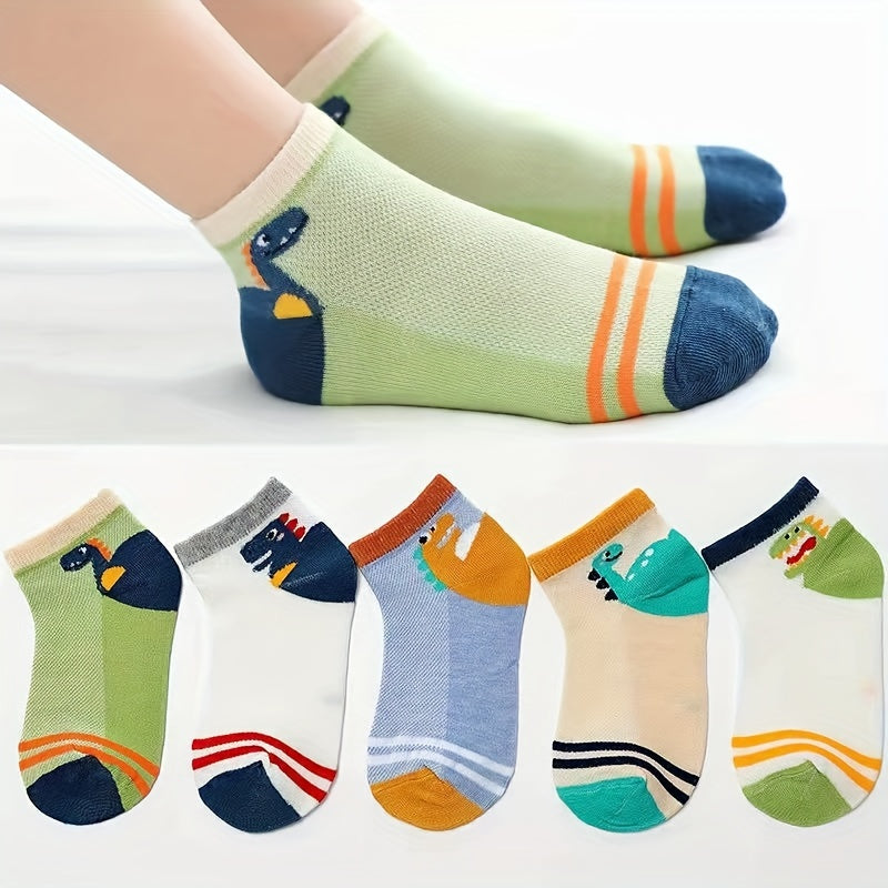 Kids Dino & Car & Space Graphic Boat Socks, Size 9-11