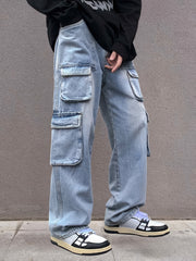 Men's Wide Leg Baggy Denim Pants Spring Summer