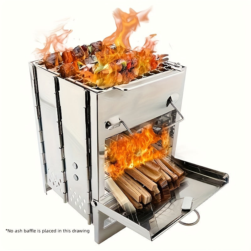 Square Firewood Outdoor Barbecue Grill - Mini Grill for Camping Picnic