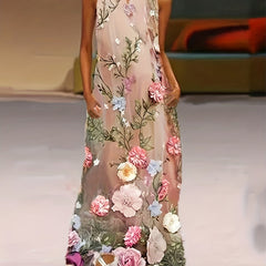 Floral Print V Neck Maxi Tank Dress Plus Size