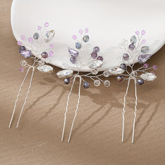 3pcs Crystal Hairpin U Shaped Head Jewelry Hair Accessories