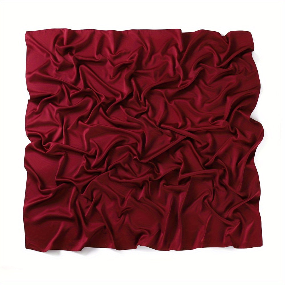 Satin Square Scarf Soft Solid Hijab Large Turban Head Wrap 109x109