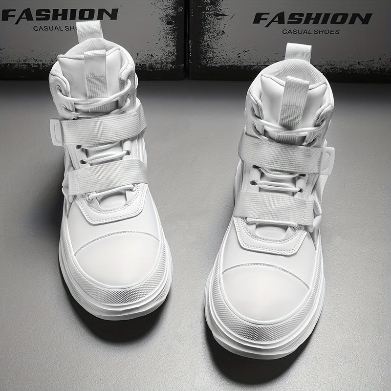 Men's Lace up Boots Casual Walking Shoes With Buckle