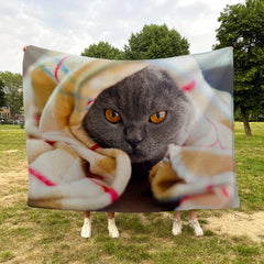 Cat Pattern Fluffy Flannel Blanket Soft and Lightweight Plush Blanket