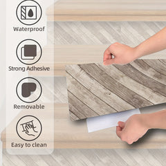 Nordic Wood Grain Stair Decal Moisture-proof Self-adhesive Wallpaper