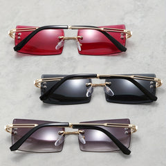 3 Pairs Men's Rimless Square High Definition UV Protection Sunglasses