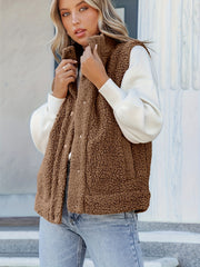 Women's Fleece Sports Vest Jacket Stand Neck Lightweight Fall Warm Coat