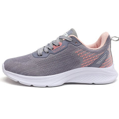 Gray & Pink Mesh Sneakers Lightweight Running Shoes Women's Footwear