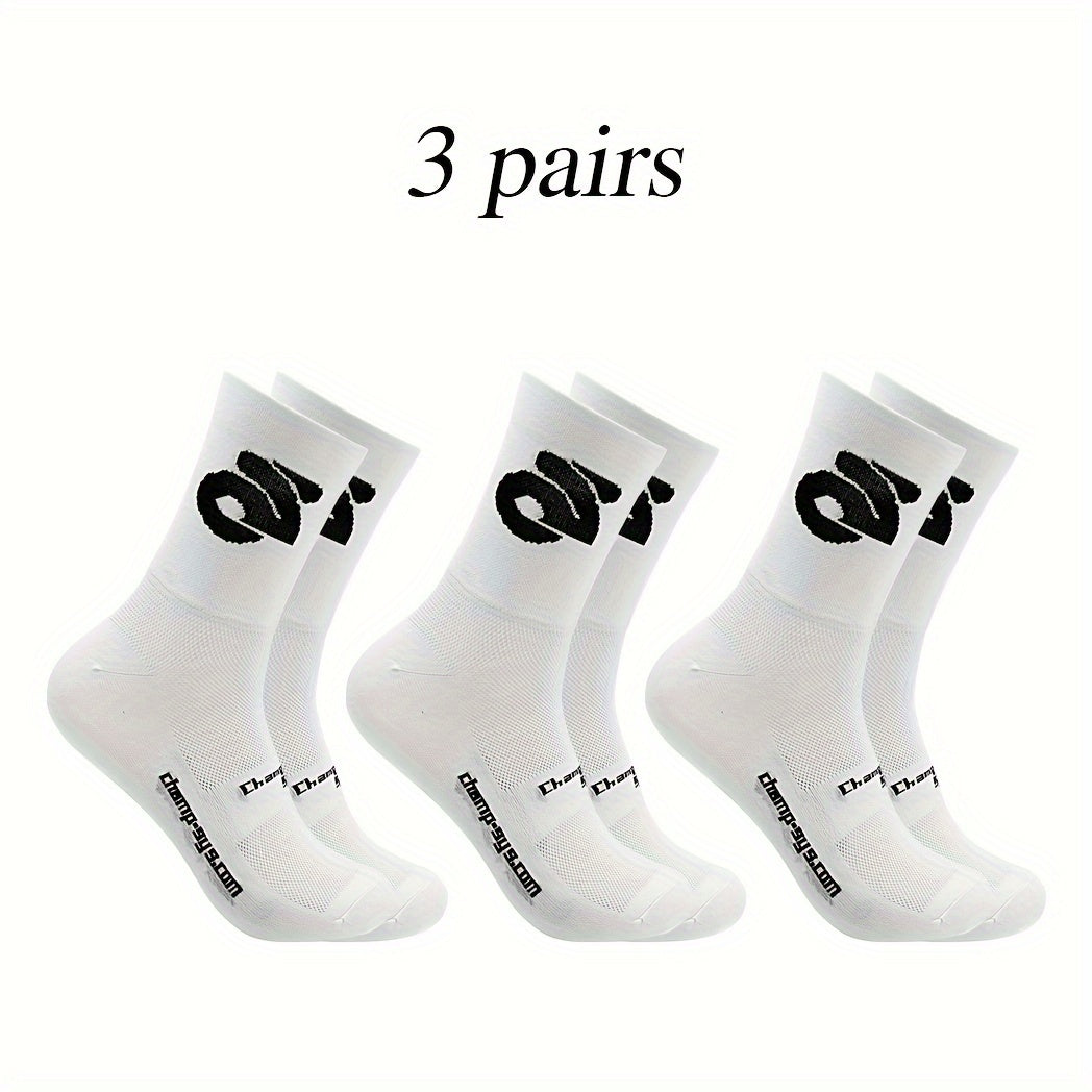 Men's 3-Pack Mid Crew Sport Socks Nylon Blend Breathable for Training