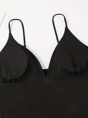 Casual Swimsuit Women's Solid Ruched Cami One Piece
