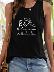 Dog Pattern Sports Vest Round Neck Sleeveless Top