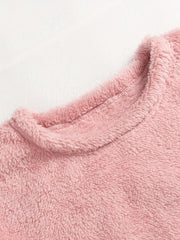 Cozy Fuzzy Pajama Set Long Sleeve Crew Neck Top & Pants