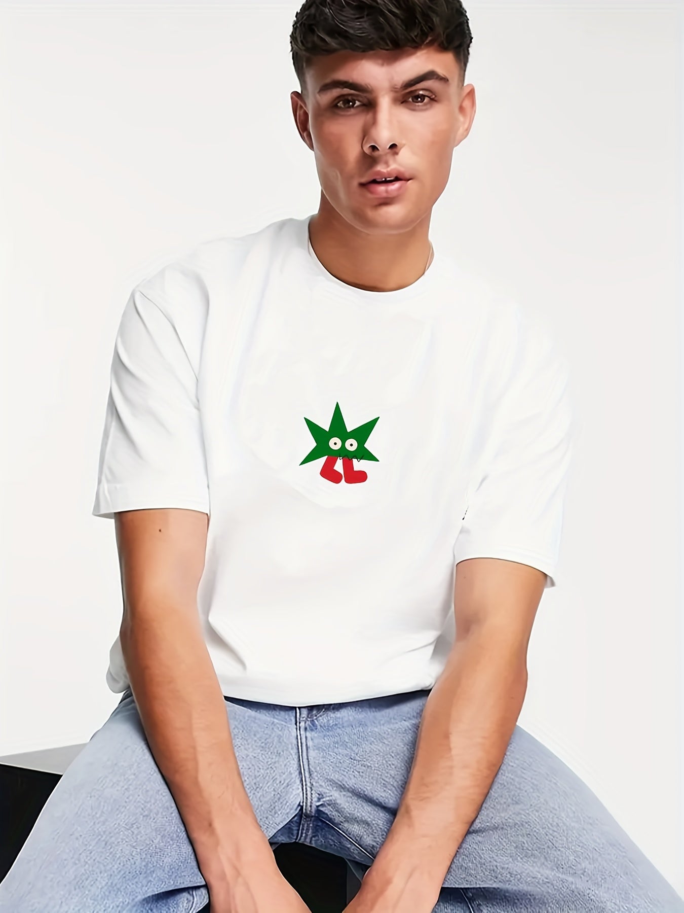 Men's Doodle Pattern T-shirt Active Stretch Breathable Tee