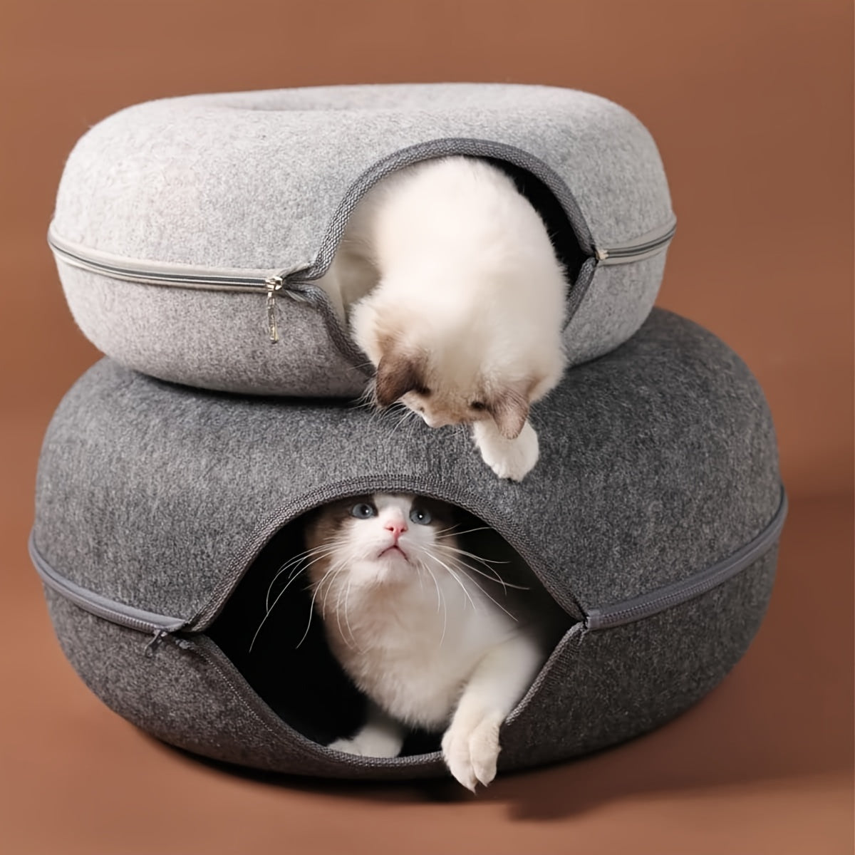 Cat Tunnel Bed Felt Round Nest Washable Semi-enclosed Cat Tunnel