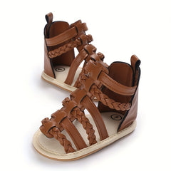 Baby Girls Open Toe Sandals Anti-Skid Soft Sole Strappy Sandals