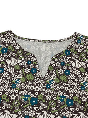 Floral Print Long Sleeve Dress with Pockets