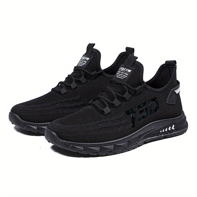 Men's Breathable Woven Sneakers Casual Outdoor Lace-up Shoes