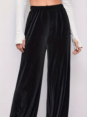 Velvet High Rise Wide Leg Trousers